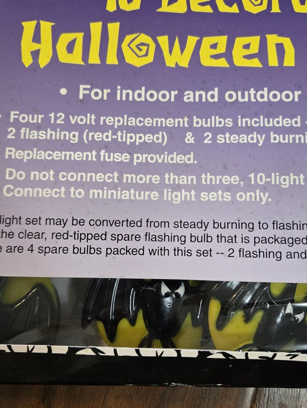 Fright Sights 90s Halloween String Lights Bats And Moon